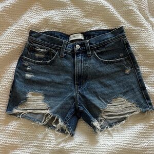 Abercrombie & Fitch Ripped Blue Jean Shorts